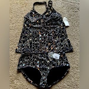 NWT Oiselle Bathing Suit Set - Tankini + Bottoms - sz L